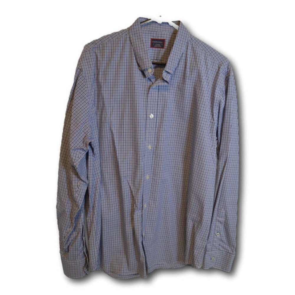 UnTUCKIt Blue Plaid Shirt Button Down Chambray XL